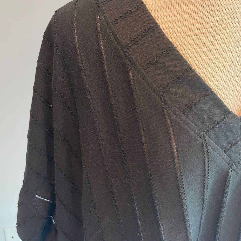 Umgee Black Oversized Short Sleeve Top V neck Cropped Ribbed boxy top Y2K 90s - Picture 4 of 11